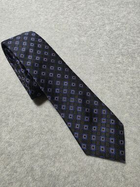Vintage Rooster Tie Black Geometric Necktie
